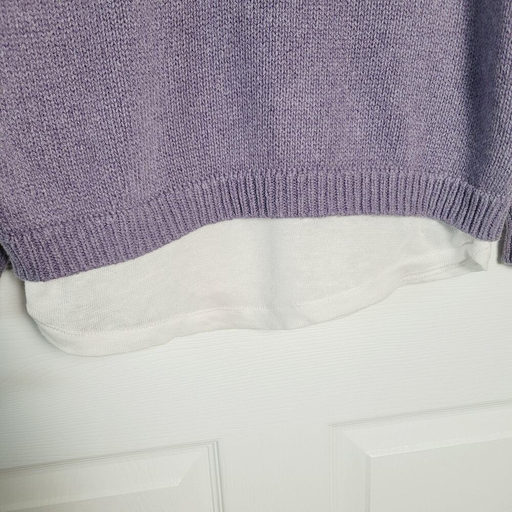 Brochu Walker Sweater Womens Small Purple Layered Hem Cotton Cashmere Linen - Picture 3 of 13